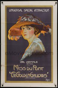 3z338 GOLDEN GALLOWS 1sh '22 stone litho of pretty Miss Du Pont, from chorus girl to leading lady!