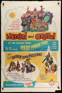 3z363 HANSEL & GRETEL/BREMENTOWN MUSICIANS 1sh '60s cute family double-bill!