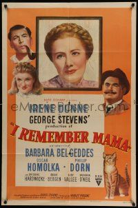 3z413 I REMEMBER MAMA 1sh '48 Irene Dunne, Barbara Bel Geddes, directed by George Stevens!