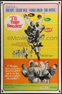 3z418 I'LL TAKE SWEDEN 1sh '65 Bob Hope & Tuesday Weld, lots of sexy bikini babes, different!!