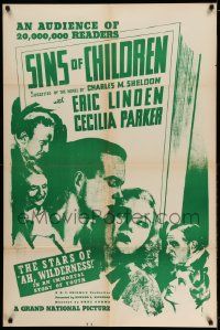 3z421 IN HIS STEPS 1sh R40s Charles M. Sheldon's Sins of Children, Eric Linden