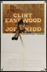 3z437 JOE KIDD 1sh '72 John Sturges, if you're looking for trouble, he's Clint Eastwood!