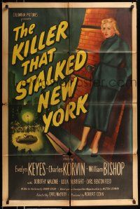 3z450 KILLER THAT STALKED NEW YORK 1sh '50 unseen killer stalks Evelyn Keyes & 8,000,000 people!