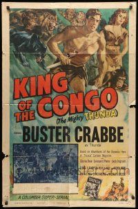 3z456 KING OF THE CONGO chapter 2 1sh '52 Crabbe as The Mighty Thunda, Red Shadows in the Jungle!