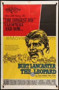 3z479 LEOPARD 1sh '63 Luchino Visconti's Il Gattopardo, cool art of Burt Lancaster!