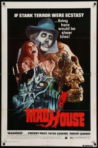 3z522 MADHOUSE 1sh '74 Price, Cushing, if terror was ecstasy, living here would be sheer bliss!