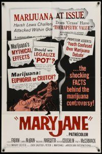 3z548 MARYJANE 1sh '68 AIP, marijuana, drugs, Fabian, Teri Garr, the shocking facts!