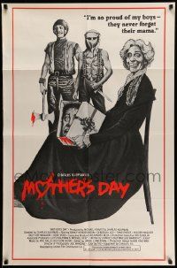3z574 MOTHER'S DAY 1sh '80 mostly black and white horror comedy art of severed head in a box!