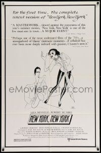 3z604 NEW YORK NEW YORK 1sh R80s Al Hirschfeld art of Robert De Niro & Liza Minnelli!