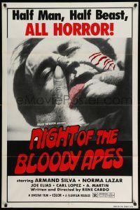 3z608 NIGHT OF THE BLOODY APES 1sh '72 La Horripilante bestia humana, Rene Cardona horror!