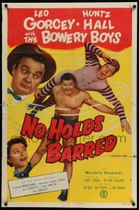 3z619 NO HOLDS BARRED 1sh '52 Leo Gorcey, Huntz Hall & the Bowery Boys with real wrestlers!