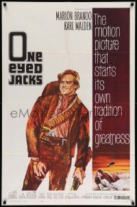 3z639 ONE EYED JACKS 1sh '61 great artwork of star & director Marlon Brando with gun & bandolier!