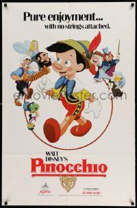 3z691 PINOCCHIO 1sh R84 Disney classic cartoon about a wooden boy who wants to be real!