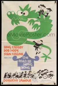 3z754 ROAD TO HONG KONG 1sh '62 wacky art of Bob Hope, Bing Crosby, Joan Collins & Dorothy Lamour