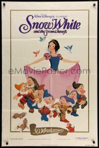 3z815 SNOW WHITE & THE SEVEN DWARFS 1sh R87 Walt Disney animated cartoon fantasy classic!