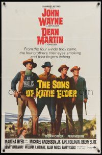 3z818 SONS OF KATIE ELDER 1sh '65 line up of John Wayne, Dean Martin & more + Martha Hyer!