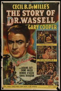 3z834 STORY OF DR. WASSELL style A 1sh '44 close up of soldier Gary Cooper, Cecil B. DeMille!