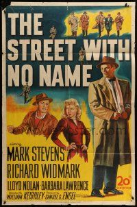3z842 STREET WITH NO NAME 1sh '48 Richard Widmark, Mark Stevens, Barbara Lawrence, film noir!
