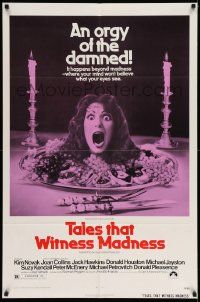 3z862 TALES THAT WITNESS MADNESS 1sh '73 wacky screaming head on food platter horror image!