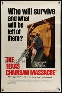 3z879 TEXAS CHAINSAW MASSACRE signed 1sh '74 by Edwin Neal, Tobe Hooper cult classic slasher horror!