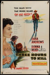 3z892 THREE HOURS TO KILL 1sh '54 Dana Andrews is the man with the rope scar on his neck!