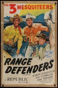 3z894 THREE MESQUITEERS 1sh '47 Bob Livingston, Ray Corrigan & Max Terhune, Range Defenders!