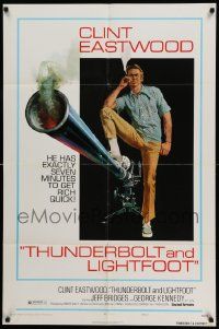 3z898 THUNDERBOLT & LIGHTFOOT style C 1sh '74 art of Clint Eastwood with HUGE gun by McGinnis!