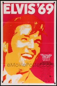 3z921 TROUBLE WITH GIRLS 1sh '69 great gigantic close up art of smiling Elvis Presley!