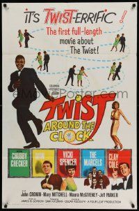 3z923 TWIST AROUND THE CLOCK 1sh '62 Chubby Checker in the first full-length Twist movie!