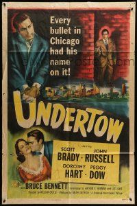 3z933 UNDERTOW 1sh '49 Scott Brady, every bullet in Chicago had his name on it, film noir!
