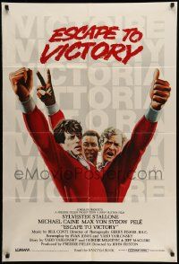 3z945 VICTORY int'l 1sh '81 Huston, cast art of soccer players Stallone, Caine & Pele by Jarvis!