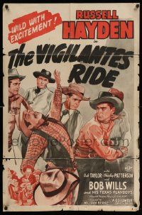 3z948 VIGILANTES RIDE 1sh '43 Russell Hayden, Dub Taylor, Bob Wills and His Texas Playboys!