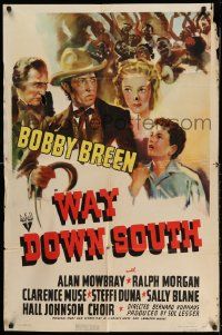 3z962 WAY DOWN SOUTH 1sh '39 Bobby Breen, written by Clarence Muse & Langston Hughes!