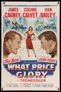 3z967 WHAT PRICE GLORY 1sh '52 art of James Cagney, Corinne Calvet, & Dan Dailey, John Ford!