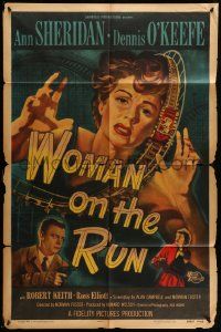3z987 WOMAN ON THE RUN 1sh '50 Ann Sheridan, Dennis O'Keefe, film noir!