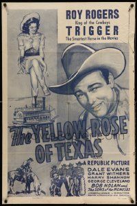 3z993 YELLOW ROSE OF TEXAS 1sh R54 great artwork of Roy Rogers & pretty Dale Evans!