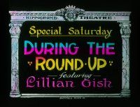 4a068 DURING THE ROUND-UP glass slide '13 Lillian Gish in early D.W. Griffith cowboy western short!
