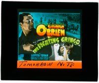 4a082 FIGHTING GRINGO style A glass slide '39 George O'Brien defending Lupita Tovar from banditos!