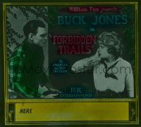 4a087 FORBIDDEN TRAILS glass slide '20 starring Buck Jones, The New Screen Sensation!