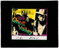 4a091 GHOST VALLEY glass slide '32 cool image of cowboy Tom Keene, Phantom Horseman of the Range!