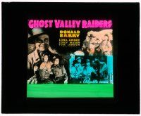 4a092 GHOST VALLEY RAIDERS glass slide '40 Don Red Barry beating up bad guys & with Lona Andre!