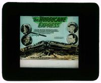 4a113 HURRICANE EXPRESS style B glass slide '32 young John Wayne, art of trains colliding!