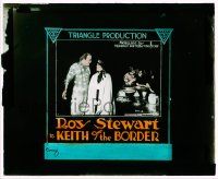 4a123 KEITH OF THE BORDER glass slide '18 c/u of cowboy Roy Stewart with pretty Josie Sedgwick!