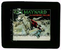 4a127 LAND BEYOND THE LAW glass slide '27 art of Ken Maynard on his horse Tarzan by Hilliker!