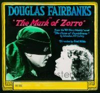 4a140 MARK OF ZORRO glass slide '20 c/u of masked Douglas Fairbanks Sr. & Marguerite De La Motte!