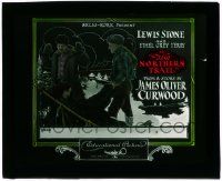 4a151 NORTHERN TRAIL glass slide '21 Lewis Stone confronts Wallace Beery, James Oliver Curwood!
