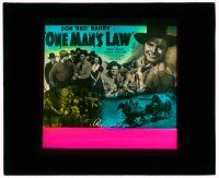 4a155 ONE MAN'S LAW glass slide '40 cowboy Don Red Barry smiling & saving the day!