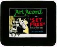 4a181 SET FREE glass slide '27 Art Acord is restrained when he beats up another guy!