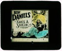 4a185 SHE'S A SHEIK glass slide '27 great image of Bebe Daniels wearing elaborate costume!
