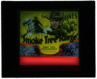 4a197 SMOKE TREE RANGE glass slide '37 really cool western montage art of cowboy Buck Jones!